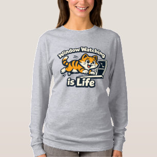 Window Watching is Life – Curious Cat Jump T-Shirt