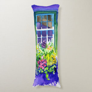 Windowbox watercolor body cushion