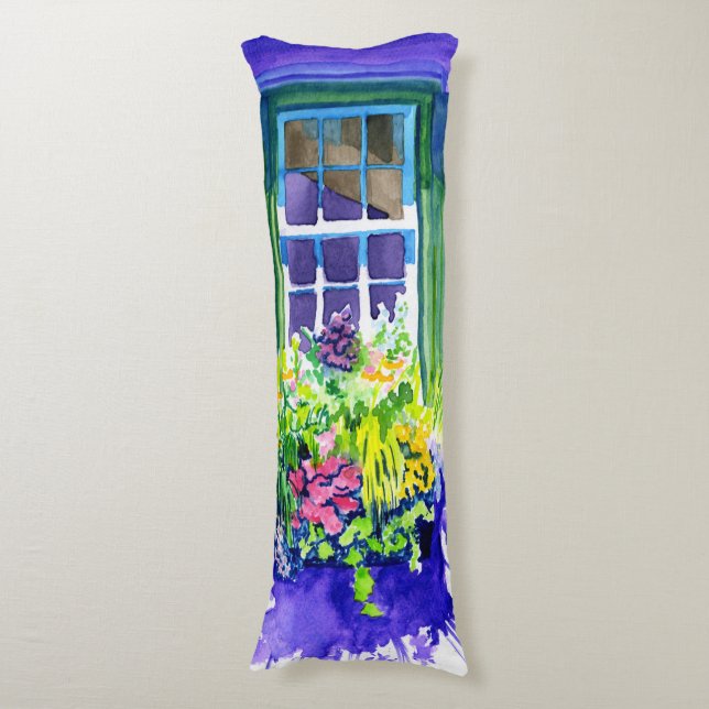 Windowbox watercolor body cushion (Front Vertical)