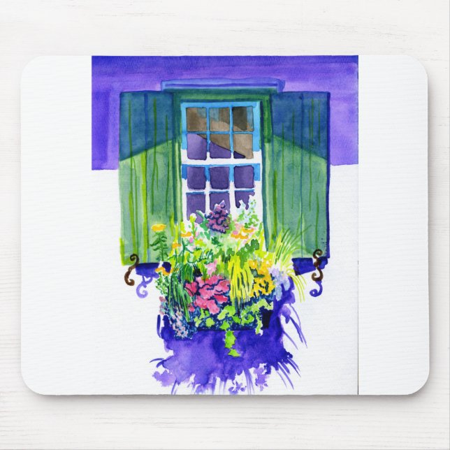 Windowbox watercolor mouse pad (Front)
