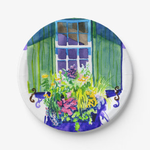 Windowbox watercolor paper plate