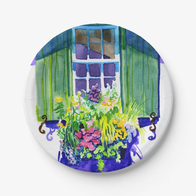 Windowbox watercolor paper plate (Front)
