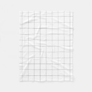 Windowpane Check Grid (black/white) Fleece Blanket
