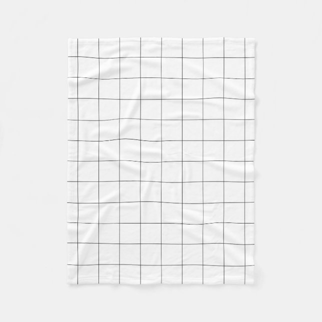 Windowpane Check Grid (black/white) Fleece Blanket (Front)