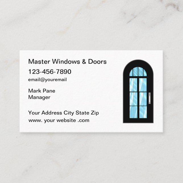 Windows And Doors Modern Business Cards (Front)