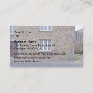 Windows In Rough Stone Wall House With Lace Curtai Business Card