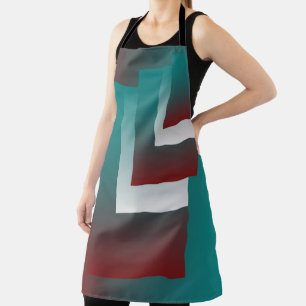 Windows in teal burgundy white apron
