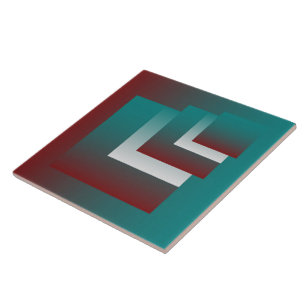 Windows in teal burgundy white ceramic tile