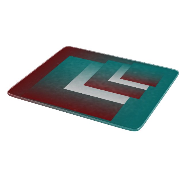 Windows in teal burgundy white cutting board (Corner)