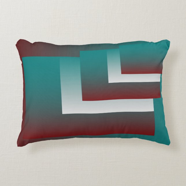 Windows in teal burgundy white decorative cushion (Front)