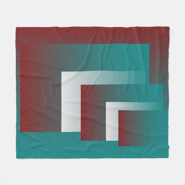 Windows in teal burgundy white fleece blanket (Front (Horizontal))