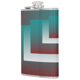 Windows in teal burgundy white hip flask