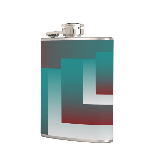 Windows in teal burgundy white hip flask (Left)