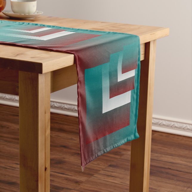 Windows in teal burgundy white long table runner (In Situ)