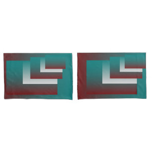 Windows in teal burgundy white pillowcase