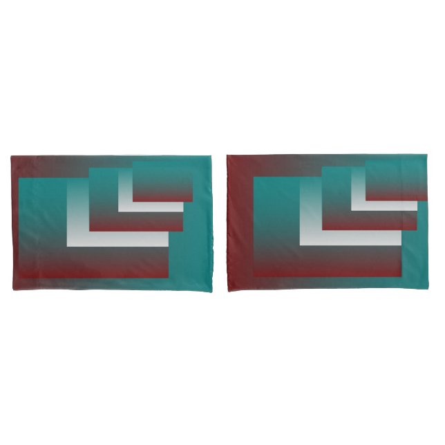Windows in teal burgundy white pillowcase (Front-Set)