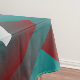 Windows in teal burgundy white tablecloth