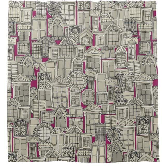 windows pink shower curtain (Front)