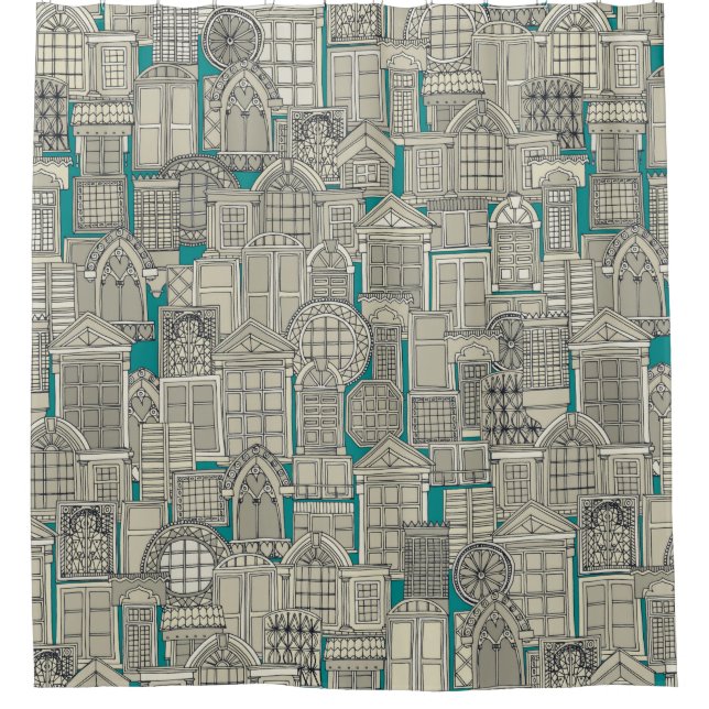 windows teal shower curtain (Front)