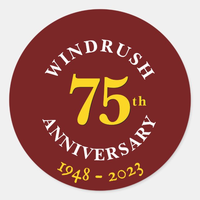 Windrush Generation 75th Anniversary Classic Round Sticker (Front)