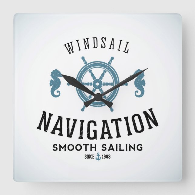Windsail Navigation Poster Square Wall Clock (Front)