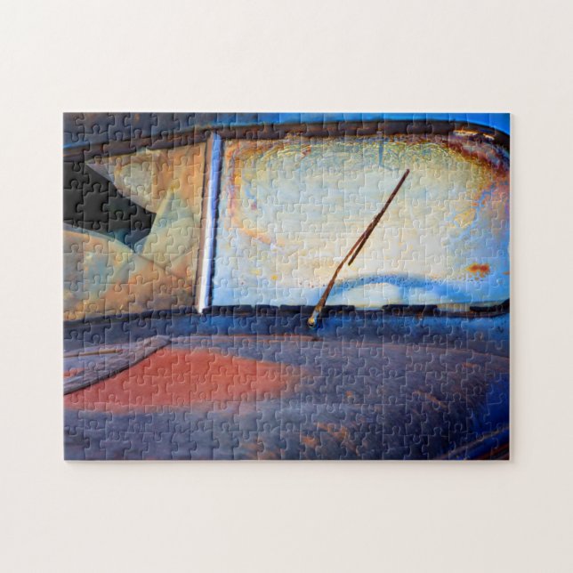 Windshield of an old rusty truck jigsaw puzzle (Horizontal)