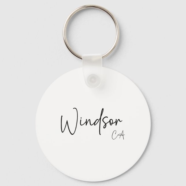 Windsor California Ca Retro  Key Ring (Front)