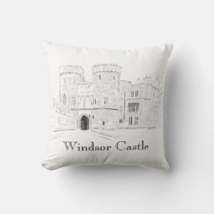 Windsor Castle Iconic Landmark Illustration Cushion
