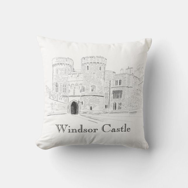 Windsor Castle Iconic Landmark Illustration Cushion (Front)