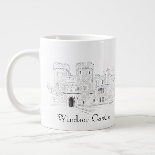 Windsor Castle Iconic Landmark Illustration Large Coffee Mug (Left)