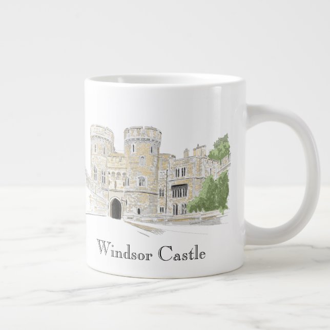 Windsor Castle Iconic Landmark Illustration Large Coffee Mug (Right)