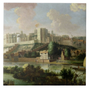 Windsor Castle seen from the Thames, c.1700 (oil o Ceramic Tile