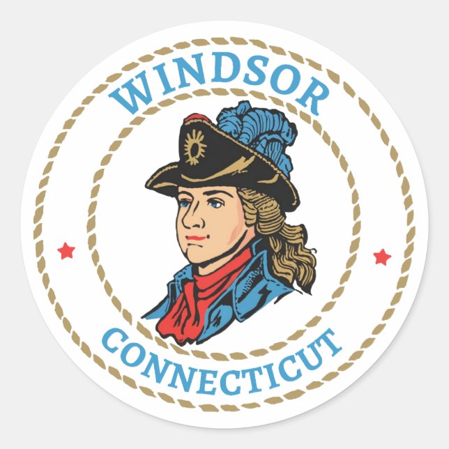 Windsor Connecticut Colonial Classic Round Sticker (Front)