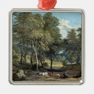 Windsor Forest with Oxen Drawing Timber, 1798 Metal Tree Decoration