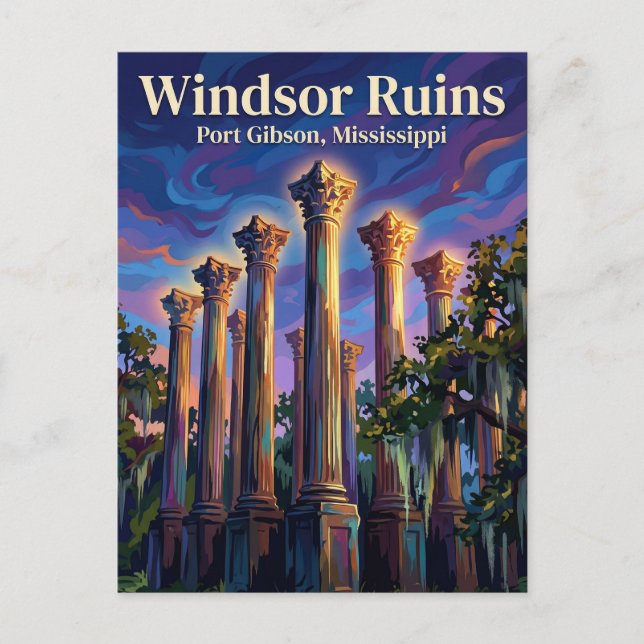 Windsor Ruins Mississippi Postcard (Front)