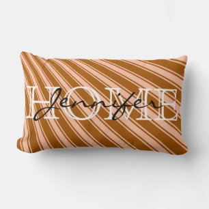 Windsor tan Colour Stripe Pattern Home Monogram Lumbar Cushion
