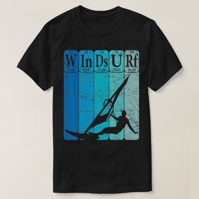 Windsurf Periodic Table Elements Windsurfing Retro T-Shirt (Design Front)