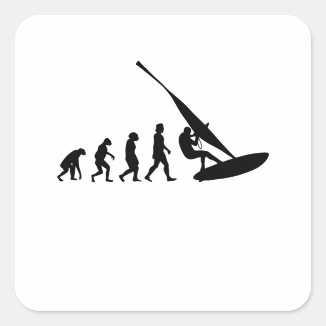 Windsurfer Evolution Windsurfing Surfer Windsurf Square Sticker (Front)