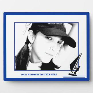 Windsurfer on board black, blue windsurfing custom plaque