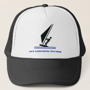 Windsurfer on board black, blue windsurfing custom trucker hat