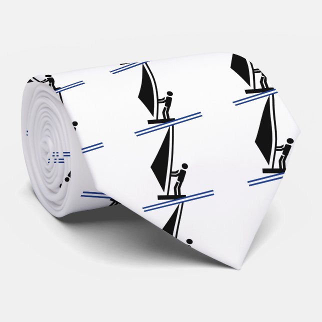 Windsurfer on board black, blue windsurfing tie (Rolled)