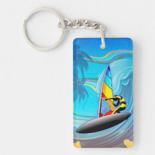 WindSurfer on Ocean Waves Keychain