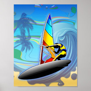 WindSurfer on Ocean Waves Poster Paper (Matte)