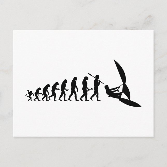 Windsurfer theory of evolution in water sports postcard (Front)