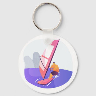 Windsurfer windsurfing key ring
