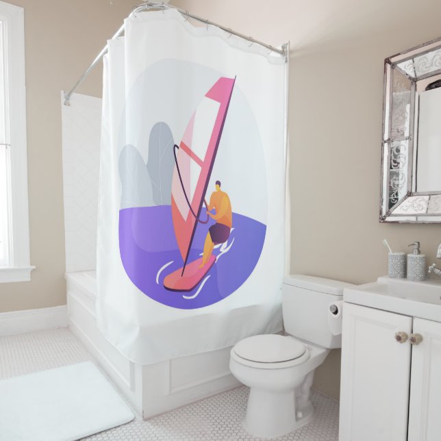 Windsurfer windsurfing shower curtain (In Situ)