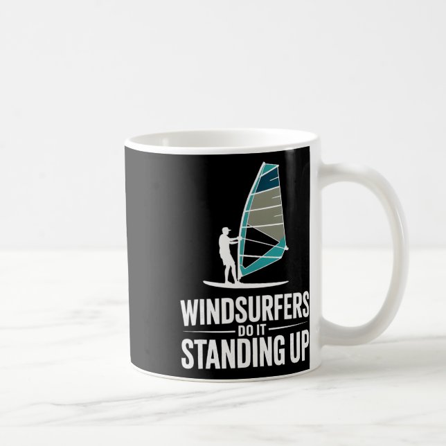 Windsurfers Do It Standing Up Surfboard Ocean Wave Coffee Mug (Right)