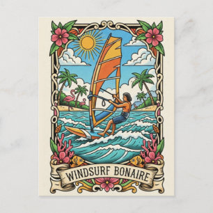Windsurfers in Bonaire Dutch Caribbean Postcard