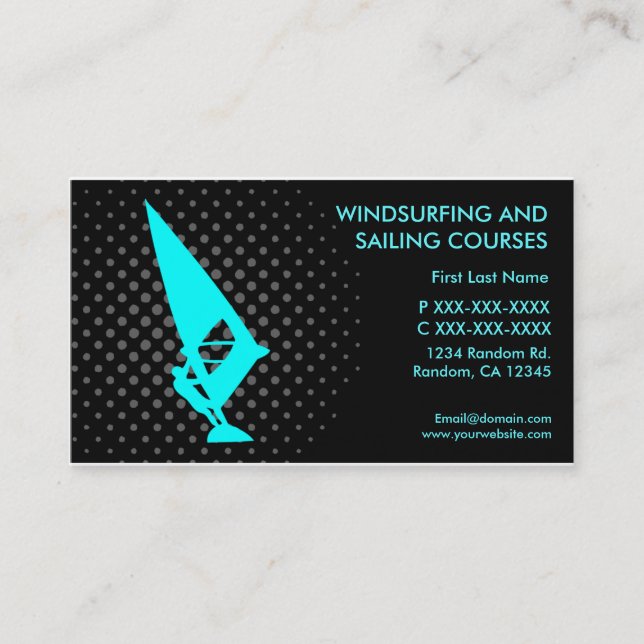 Windsurfing and sailing custom business cards (Front)
