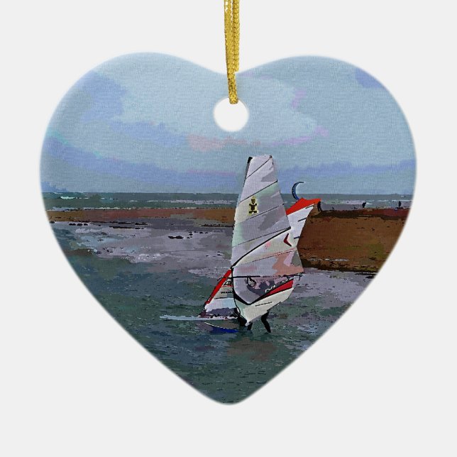 WINDSURFING CERAMIC TREE DECORATION (Front)